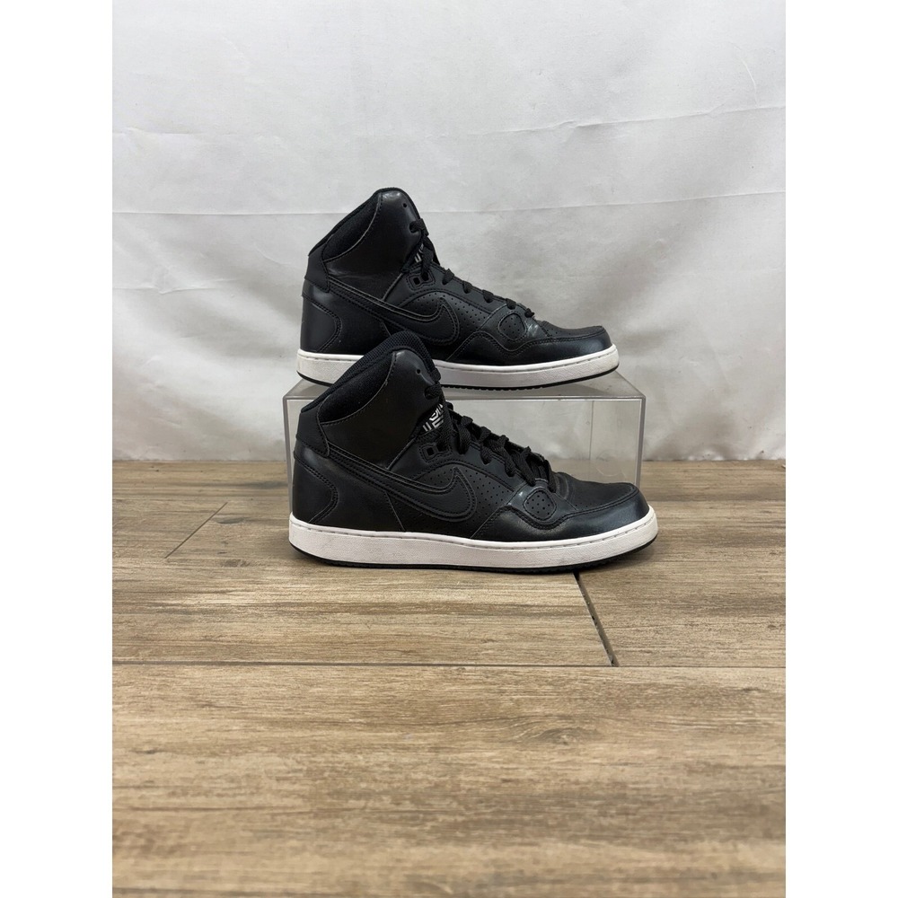 Nike High Top Sneakers Leather Basketball Shoes Athletic Black‎ Size